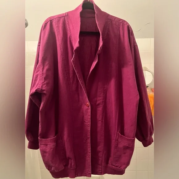 80’s style Plum colored oversized light jacket - Picture 1 of 2